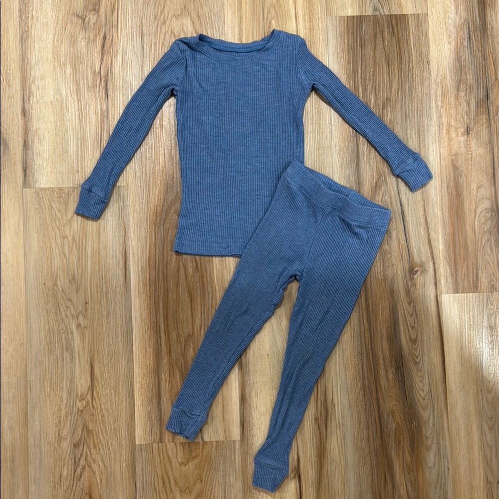 Little Sleepies 2T Blue Ribbed Two-Piece Bamboo pajama set - in Heather Blue